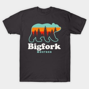 Bigfork Montana Bear Retro Sunset T-Shirt